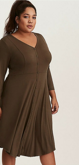 torrid Dresses & Skirts - NWT Torrid Olive Knit Button Front Shirt Dress